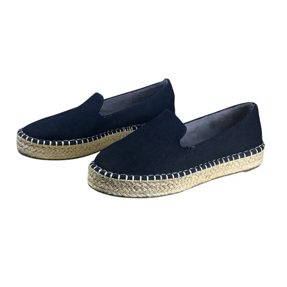 Joie Cara Womens 8 Black Canvas Espadrilles Slip On Flats Casual